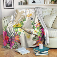 New Zealand Cacatua Galerita Blanket Aotearoa Cockatoo Tropical Flowers LT14 Beige - Polynesian Pride