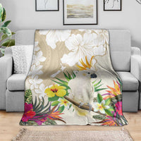 New Zealand Cacatua Galerita Blanket Aotearoa Cockatoo Tropical Flowers LT14 - Polynesian Pride