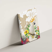 New Zealand Cacatua Galerita Canvas Wall Art Aotearoa Cockatoo Tropical Flowers LT14 - Polynesian Pride