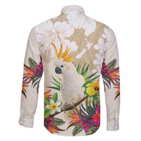 New Zealand Cacatua Galerita Family Matching Off Shoulder Short Dress and Hawaiian Shirt Aotearoa Cockatoo Tropical Flowers LT14 - Polynesian Pride