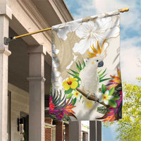 New Zealand Cacatua Galerita Garden Flag Aotearoa Cockatoo Tropical Flowers LT14 House Flag Beige - Polynesian Pride