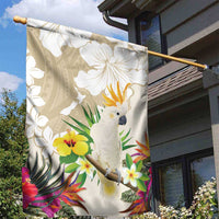 New Zealand Cacatua Galerita Garden Flag Aotearoa Cockatoo Tropical Flowers LT14 - Polynesian Pride