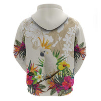 New Zealand Cacatua Galerita Hoodie Aotearoa Cockatoo Tropical Flowers LT14 - Polynesian Pride