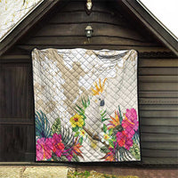 New Zealand Cacatua Galerita Quilt Aotearoa Cockatoo Tropical Flowers LT14 - Polynesian Pride