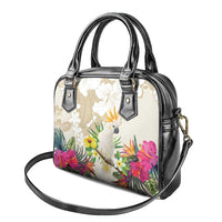 New Zealand Cacatua Galerita Shoulder Handbag Aotearoa Cockatoo Tropical Flowers LT14 - Polynesian Pride