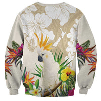 New Zealand Cacatua Galerita Sweatshirt Aotearoa Cockatoo Tropical Flowers LT14 - Polynesian Pride