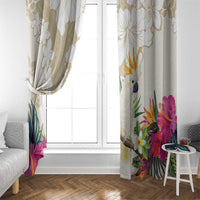 New Zealand Cacatua Galerita Window Curtain Aotearoa Cockatoo Tropical Flowers LT14 - Polynesian Pride
