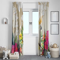 New Zealand Cacatua Galerita Window Curtain Aotearoa Cockatoo Tropical Flowers LT14 - Polynesian Pride