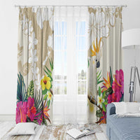 New Zealand Cacatua Galerita Window Curtain Aotearoa Cockatoo Tropical Flowers LT14 - Polynesian Pride