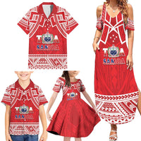 Samoa Rugby Custom Family Matching Summer Maxi Dress and Hawaiian Shirt Toa Samoa Pacific Sporty Red LT14 - Polynesian Pride