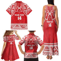 Samoa Rugby Custom Family Matching Tank Maxi Dress and Hawaiian Shirt Toa Samoa Pacific Sporty Red LT14 - Polynesian Pride