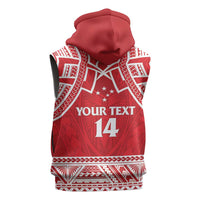 Samoa Rugby Custom Sleeveless Zip Hoodie Toa Samoa Pacific Sporty Red - Polynesian Pride