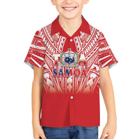 Toa Samoa Rugby Custom Family Matching Off The Shoulder Long Sleeve Dress and Hawaiian Shirt Samoa mo Samoa Polynesian Pacific Red - Polynesian Pride