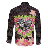 Polynesia Valentine's Day Family Matching Off The Shoulder Long Sleeve Dress and Hawaiian Shirt Hammerhead Shark Plumeria With Polynesian Pattern LT14 - Polynesian Pride