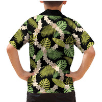 Black Hawaii Plumeria Lei With Tropical Leaves Family Matching Mermaid Dress and Hawaiian Shirt LT14 - Polynesian Pride