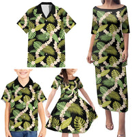 Black Hawaii Plumeria Lei With Tropical Leaves Family Matching Puletasi and Hawaiian Shirt LT14 - Polynesian Pride