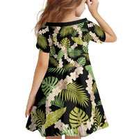 Black Hawaii Plumeria Lei With Tropical Leaves Family Matching Tank Maxi Dress and Hawaiian Shirt LT14 - Polynesian Pride