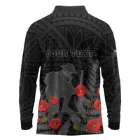 Personalised New Zealand ANZAC Day Long Sleeve Polo Shirt Lest We Forget Soldier Memorial LT15 - Polynesian Pride