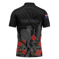 Personalised New Zealand ANZAC Day Zipper Polo Shirt Lest We Forget Soldier Memorial LT15 - Polynesian Pride