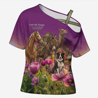 ANZAC Day Cross Shoulder Shirt Lest We Forget The Animals Of War