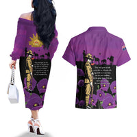 ANZAC Soldier and War Animals Couples Matching Off The Shoulder Long Sleeve Dress and Hawaiian Shirt We Will Remember Them LT15 - Polynesian Pride