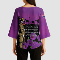 ANZAC Soldier and War Animals Kimono Sleeve Blouse We Will Remember Them