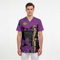 ANZAC Soldier and War Animals Scrub Top We Will Remember Them