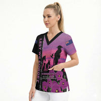 Personalised ANZAC War Animals Scrub Top Lest We Forget Memorial