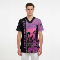 Personalised ANZAC War Animals Scrub Top Lest We Forget Memorial