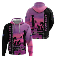 Personalised ANZAC War Animals Zip Hoodie Lest We Forget Memorial