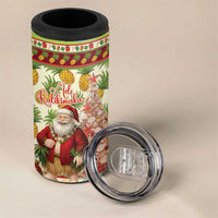 Hawaiian Santa Aloha Pineapple Christmas 4 in 1 Can Cooler Tumbler Mele Kalikimaka LT15 - Polynesian Pride