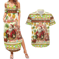 Hawaiian Santa Aloha Pineapple Christmas Couples Matching Summer Maxi Dress and Hawaiian Shirt Mele Kalikimaka LT15 Cream - Polynesian Pride