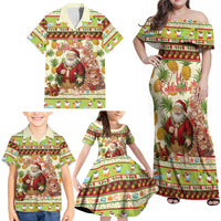 Hawaiian Santa Aloha Pineapple Christmas Family Matching Off Shoulder Maxi Dress and Hawaiian Shirt Mele Kalikimaka LT15 - Polynesian Pride