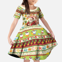 Hawaiian Santa Aloha Pineapple Christmas Family Matching Puletasi and Hawaiian Shirt Mele Kalikimaka LT15 Daughter's Dress Cream - Polynesian Pride