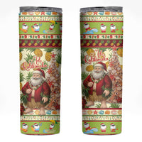 Hawaiian Santa Aloha Pineapple Christmas Skinny Tumbler Mele Kalikimaka LT15 Cream - Polynesian Pride