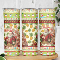 Hawaiian Santa Aloha Pineapple Christmas Skinny Tumbler Mele Kalikimaka LT15 - Polynesian Pride