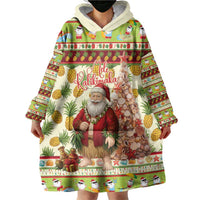Hawaiian Santa Aloha Pineapple Christmas Wearable Blanket Hoodie Mele Kalikimaka LT15 - Polynesian Pride