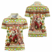 Hawaiian Santa Aloha Pineapple Christmas Women Polo Shirt Mele Kalikimaka LT15 - Polynesian Pride