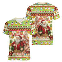 Hawaiian Santa Aloha Pineapple Christmas Women V-Neck T-Shirt Mele Kalikimaka LT15 - Polynesian Pride