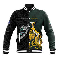 New Zealand and South Africa Rugby Custom Baseball Jacket Silver Fern With Springboks