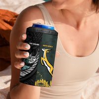 New Zealand and South Africa Rugby Custom 4 in 1 Can Cooler Tumbler Silver Fern With Springboks LT15 - Polynesian Pride