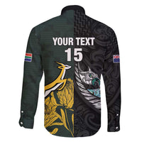 New Zealand and South Africa Rugby Custom Family Matching Short Sleeve Bodycon Dress and Hawaiian Shirt Silver Fern With Springboks