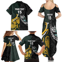 New Zealand and South Africa Rugby Custom Family Matching Summer Maxi Dress and Hawaiian Shirt Silver Fern With Springboks LT15 - Polynesian Pride