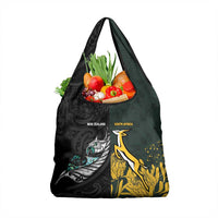 New Zealand and South Africa Rugby Grocery Bag Silver Fern With Springboks LT15 1-pack One Size Black - Polynesian Pride