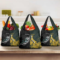 New Zealand and South Africa Rugby Grocery Bag Silver Fern With Springboks LT15 3-pack One Size Black - Polynesian Pride