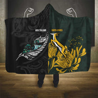 New Zealand and South Africa Rugby Hooded Blanket Silver Fern With Springboks LT15 - Polynesian Pride