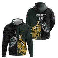 New Zealand and South Africa Rugby Custom Hoodie Silver Fern With Springboks LT15 - Polynesian Pride