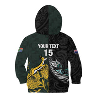 New Zealand and South Africa Rugby Custom Kid Hoodie Silver Fern With Springboks LT15 - Polynesian Pride