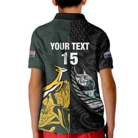 New Zealand and South Africa Rugby Custom Kid Polo Shirt Silver Fern With Springboks LT15 - Polynesian Pride