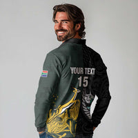 New Zealand and South Africa Rugby Custom Long Sleeve Polo Shirt Silver Fern With Springboks LT15 - Polynesian Pride